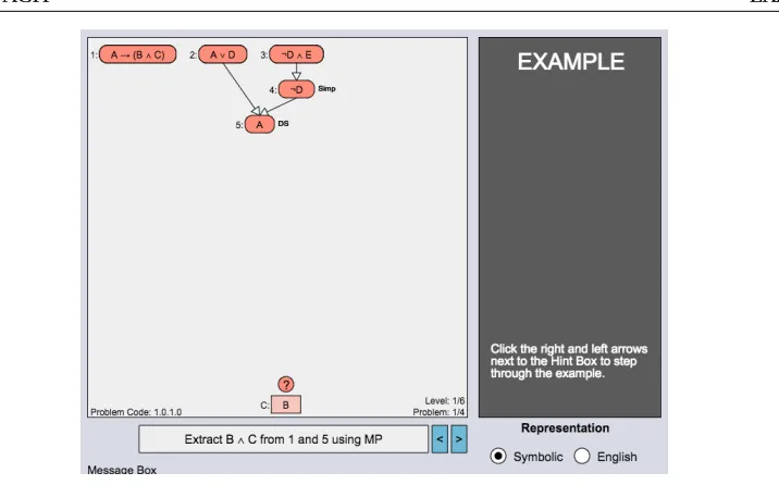Figure 5.1 A worked example from DT3-Random, for the same problem in Figure 3.2. A problem step-stateis displayed on the screen, with an annotation in the box below describing the next step
