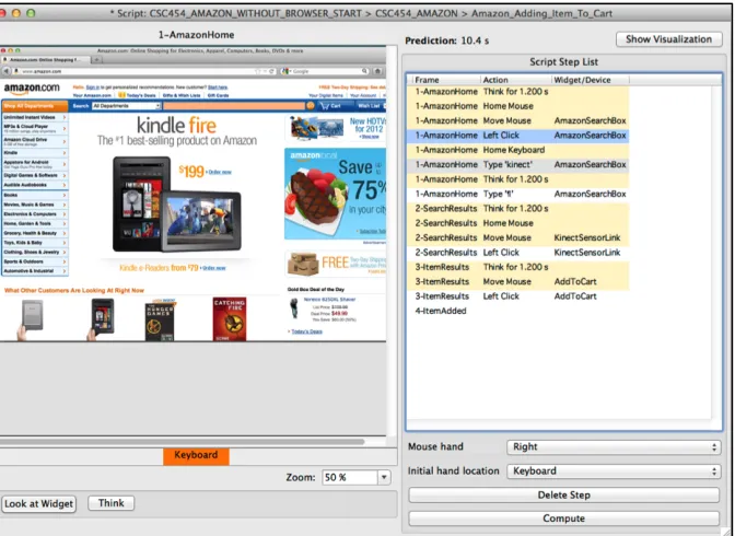 Figure 3.4 CogTool model for Amazon task 
