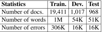 Table 3: Statistics on the shared task data.