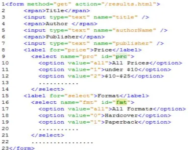 fig 2.1.2 Fragment of HTML code[13].  