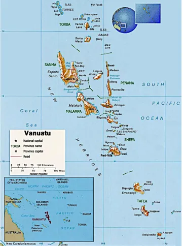 Figure 2.6: Map of Vanuatu.  Source: Geographic Guide. Accessed on http://www.geographicguide.com/oceania-maps/vanuatu.htm
