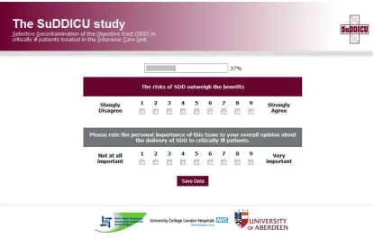 Figure 1. Example screen shot from the Round 2 materials (items to measure 