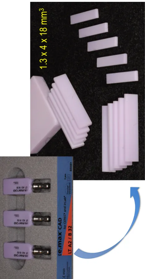 Figure 4:  Prepared specimens from the IPS e.max® CAD blocs. 