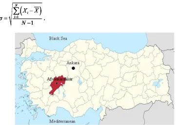 Fig. 1: The location of Afyonkarahisar on the map of Turkey 