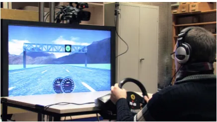 Figure 4: Participant performing driving test whilelistening to iNLG speech delivered by InProTKS.