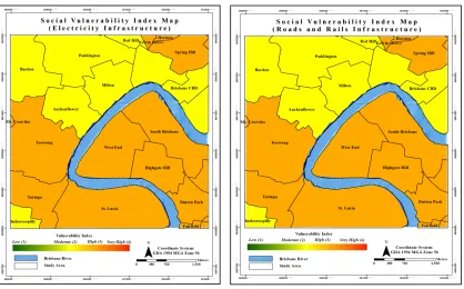 Figure 4.19 The weighted social vulnerability index map for assessing electricity infrastructure 