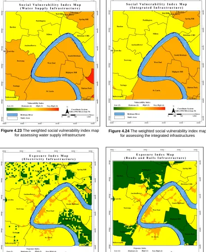 Figure 4.23 The weighted social vulnerability index map for assessing water supply infrastructure 