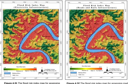 Figure 4.31 The flood risk index map for assessing electricity infrastructure 