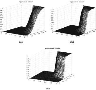 Fig. 2 Discrete solution for p = 1 (top left) and p = 4 (top right), and p = 8 (bottom)
