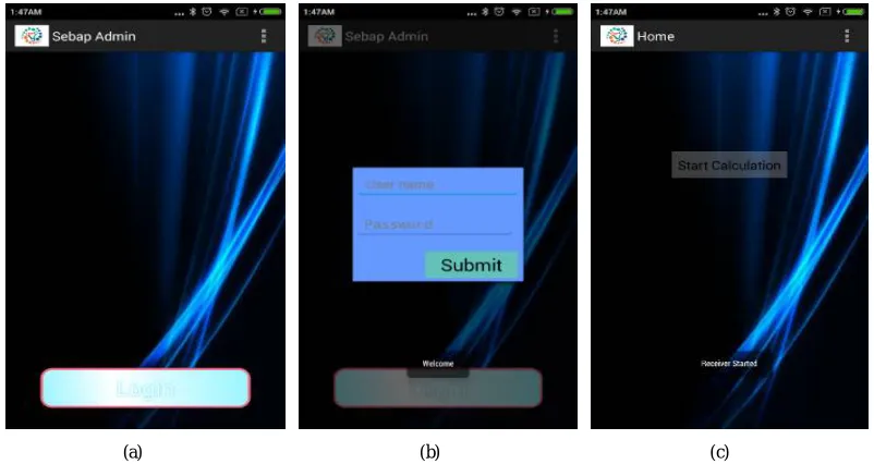 Fig. 4. User application (a) Login page (b) Home page (c) Notification page (d) Message page (e) Calculation page (f) Bill Notification page (g) Generate bill and payment page (h) Printable format  