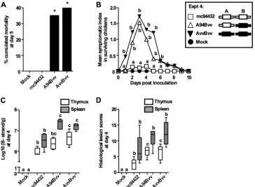 FIG 4 Segment A of 94432 is partially responsible for the reduced pathogenicity of this virus