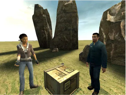 Figure 1-1:  Treasure Hunt virtual environment (companion agent, left, and the user’s agent, right)