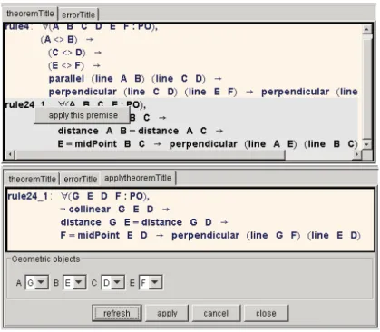 Fig. 3. Applicable rules are displayed at the bottom, users select values to apply the rule
