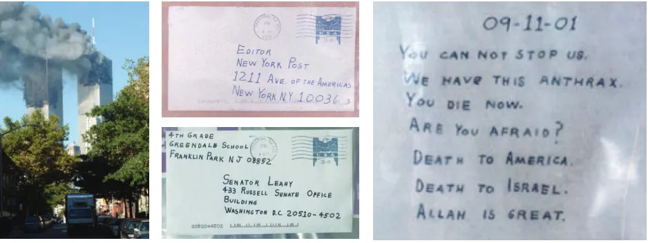 Figure 1: Following 9/11 and the ‘anthrax letters’ attaks, the focus on bioterrorism became central to national security concerns in the US - and this was also when synthetic biology ﬁrst emerged.