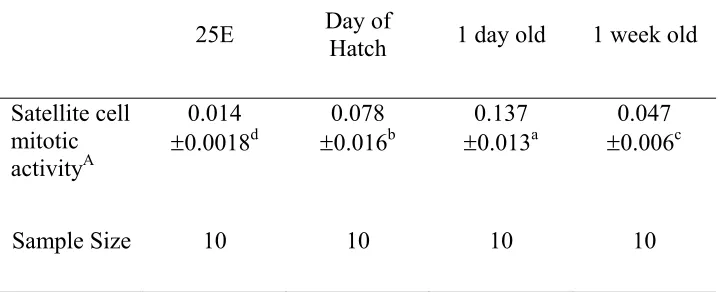 Table 3.  Satellite cell mitotic activity by age.  