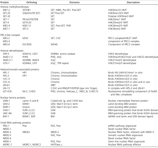 Table 1 Chromatin proteins discussed in this review