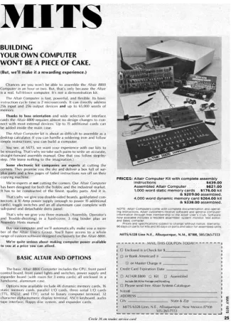 Fig. 1.2  A 1975 ad for the Altair 8800. The Altair was the ﬁrst personal microcomputer but it was designed following a much different approach than the KIM-1 and later machines