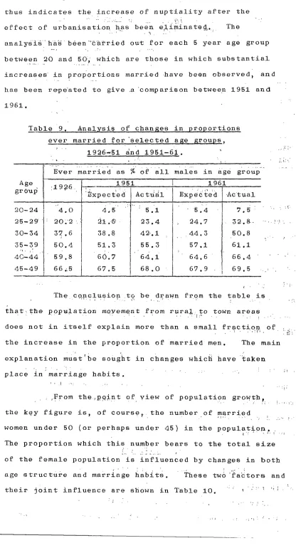 Table 9. Analysis of chan~es in pr..pportions