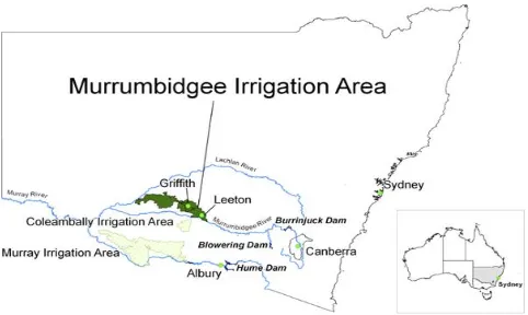 Figure 3.1 Murrumbidgee Irrigation Area (Mitchell, Curtis & Davidson 2012)