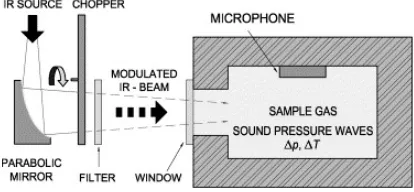 Figure 1.1: Basic arrangement of a photoacoustic measuring device (Koskinen et al. 2006)