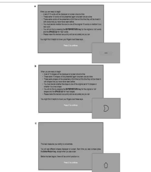 FIGURE 1 | Graphical interfaces of the three tests included in the ACAD