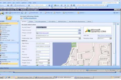 Figure 1: Microsoft CRM showing client details 