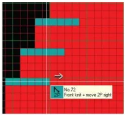 Figure 2.3 Designed patterns with outside and inside narrowing stitches (Created on Shima Seiki’s SDS-ONE software) 