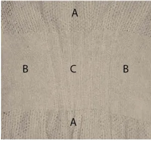 Figure 2.7 Combination of three knitted structures (Created on Shima Seiki’s 124-S flat knitting machine) 