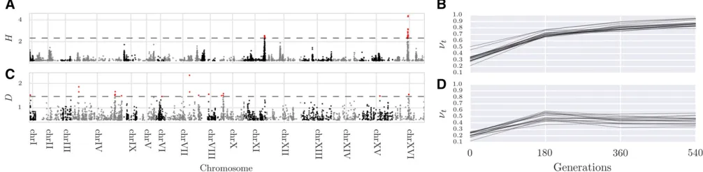 Figure 9 Single-locus analysis of the yeast outcrossing populations. Manhattan plot of scan single-locus Cselection and (C) dominant selection