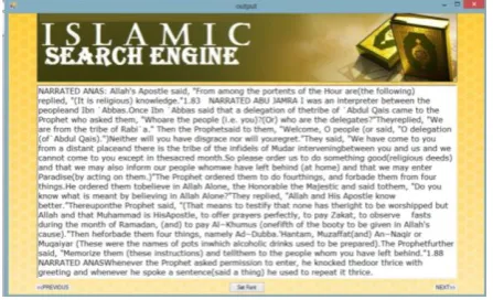 Figure 5. The Hadith Search Interface 