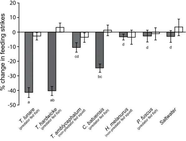 Figure 1. Pattern of generalisation by prey exposed to novel species fed their natural diet