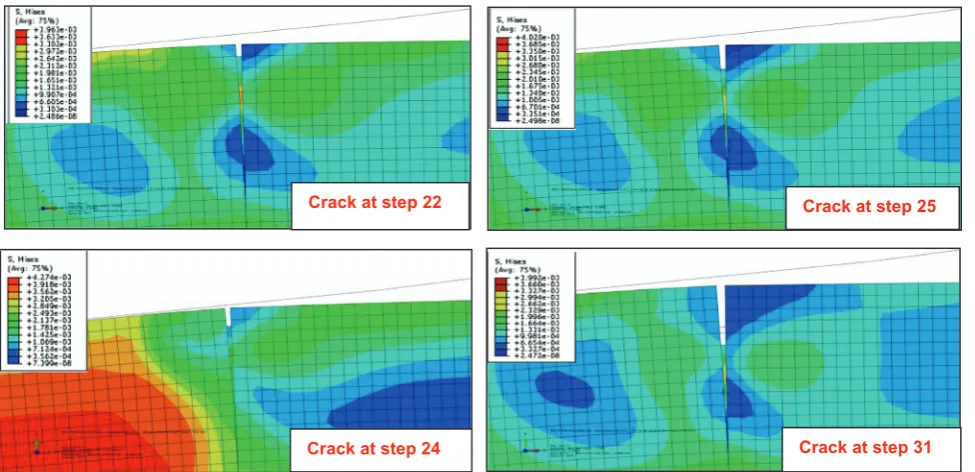 Figure 6. Photographs of the damages in the coated tooth (Model I and Model II). (a) Model I failed at the key loading stage 6 (normal forceis 1333 N in point A and 3999 N in point B); and (b) Model II failed at the key loading stage 8 (normal force is 2357 N in point A and7072 N in point B).