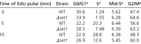 Table 1 Distribution of WT and Dset1 strains in different cell-cyclephases as determined by EdU incorporation