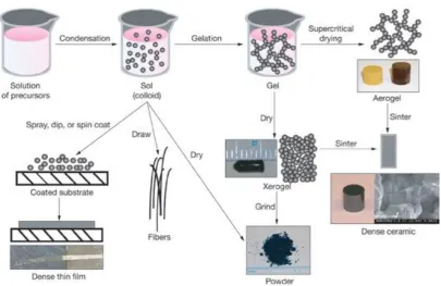 Fig 2-2 Sol gel technologies and their products [36]. 