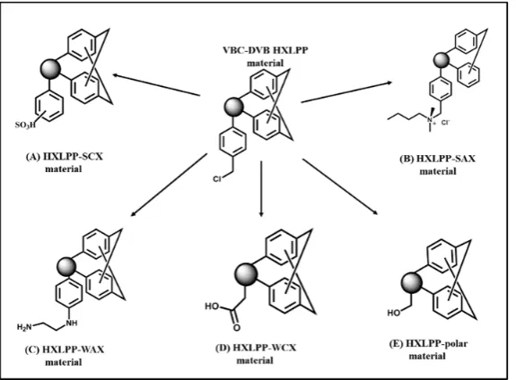 Fig. 3   Examples of the different moieties introduced in HXLPP materials. See the text for the synthetic details