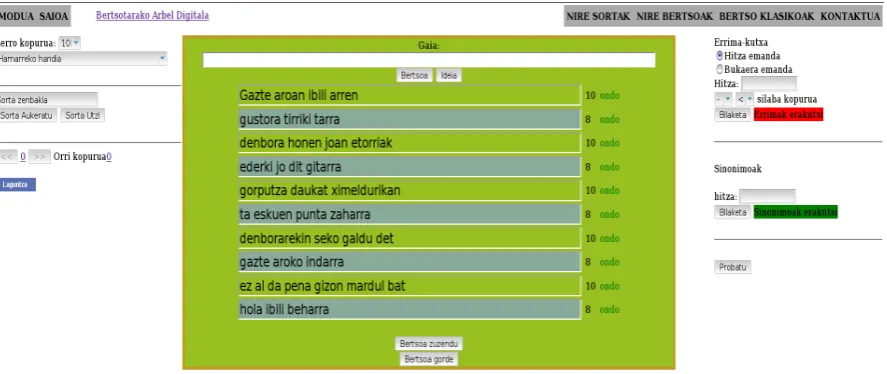 Figure 1: A verse written in the BAD web application.