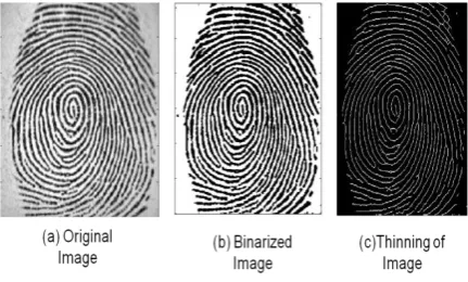 Figure 2 shows the Preprocessing of the enrolled fingerprint template. The process is done to for all the enrolled fingerprint templates