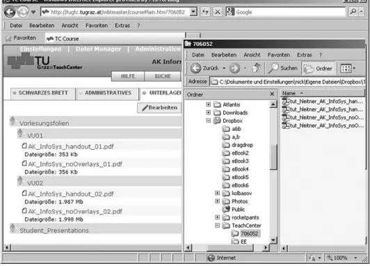 Figure 2. Dropbox folder view with the corresponding files in TeachCenter.