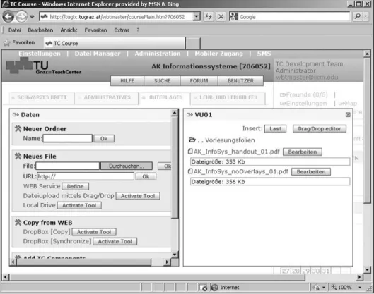 Figure 3. TeachCenter uploading features view.