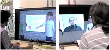 Figure 1: The VASA system. Left side: natural-languagecalendar management; right side: video call interface.