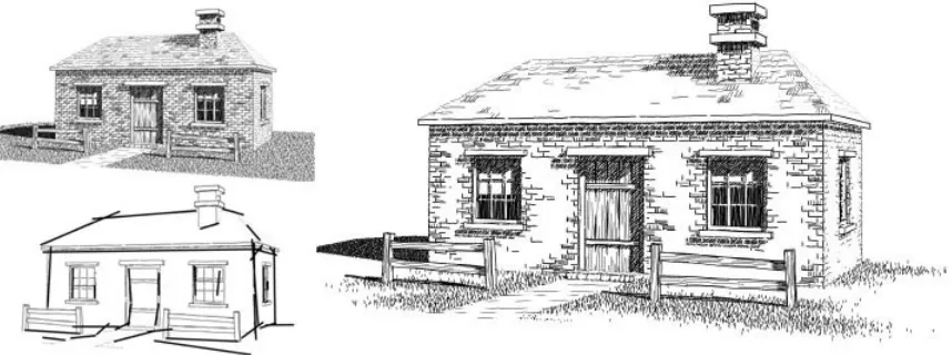 Figure 3.1: An example of the indication/detail technique drawn with [WS94]. The house is drawn with full detailin the upper left corner