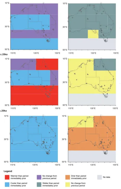 Figure 5. The archaeological radiocarbon data (dots) overlaying time-slices presented in Reeves et al