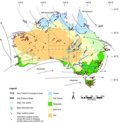 Figure S1. Map of sites discussed in the text. The numbers for each site correlate with descriptions 