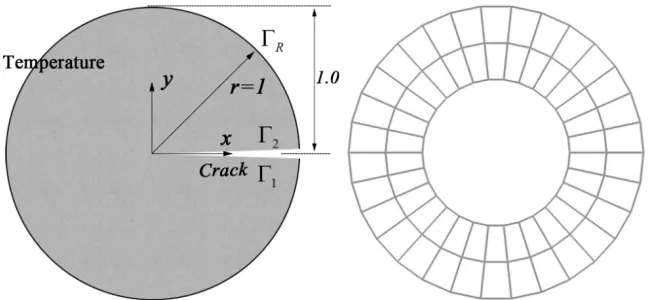 Fig.3 A cracked disc and the FE mesh with the SASE 