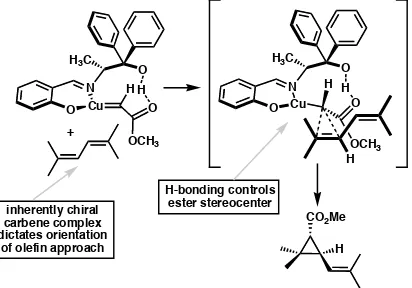 Figure A6.6  Intricacies of cyclopropanation directed by a C1 symmetric ligand in the Arataniprocess.