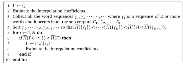 Figure 3: Algorithm for ﬁnding phrases