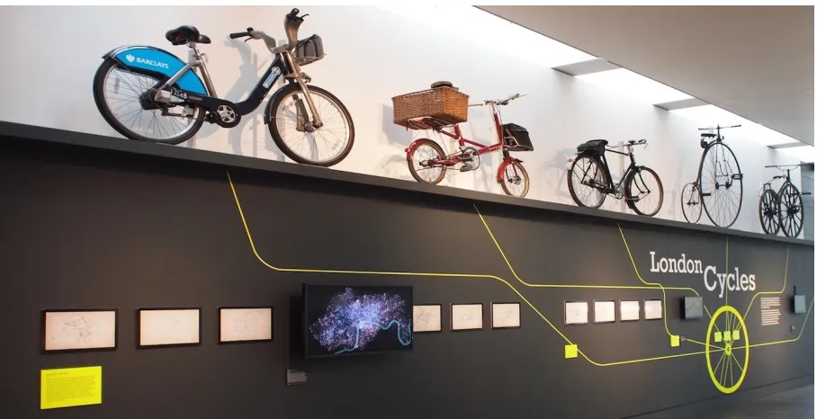 Fig. 1. Bicycle ﬂow visualizations at the Museum of London.