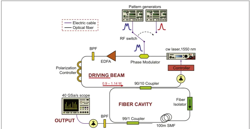 Figure 3. Experimental setup. cw: continuous-wave, EDFA: erbium-dopedﬁ ﬁbre ampliﬁer, BPF: band-pass-ﬁlter, SMF: single-modebre.