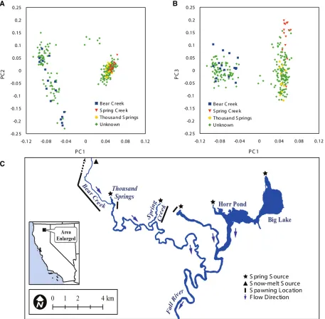 Figure 5 Principal component analysis of Rapture genotyping results from Fall River rainbow trout
