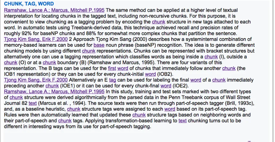 Figure 4: Example of a summary generated by our system. We can see that the clusters are cross cutting acrossdifferent papers, thus giving the user a multi-document summary.